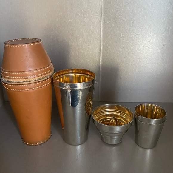 Vintage 1940s Art Deco Style Cocktail Shaker Set with‎ Shot Glasses - Germany - Picture 1 of 16